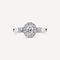 thumbnail image 1 of Silvago Jewelry 14K White Gold Plated Ring - 1.95 Ct Oval Cut Moissanite Solitaire Ring for Women's - Solitaire with Accent Engagement Wedding Women's Ring - 3 Stone Halo Anniversary Rings, 1 of 7