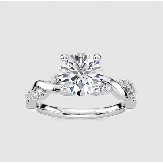 Silvago Jewelry 14K White Gold Plated Ring - 2.02 Ct Round Cut Moissanite - Mesmerizing Engagement Ring for Women - Wedding Proposal Celebration Gift