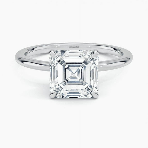 Silvago Jewelry 14K White Gold Plated Ring - 2.13 Ct Asscher Cut Moissanite - Women's Engagement Ring with Hidden Accent - Perfect Wedding & Event Jewelry Gift
