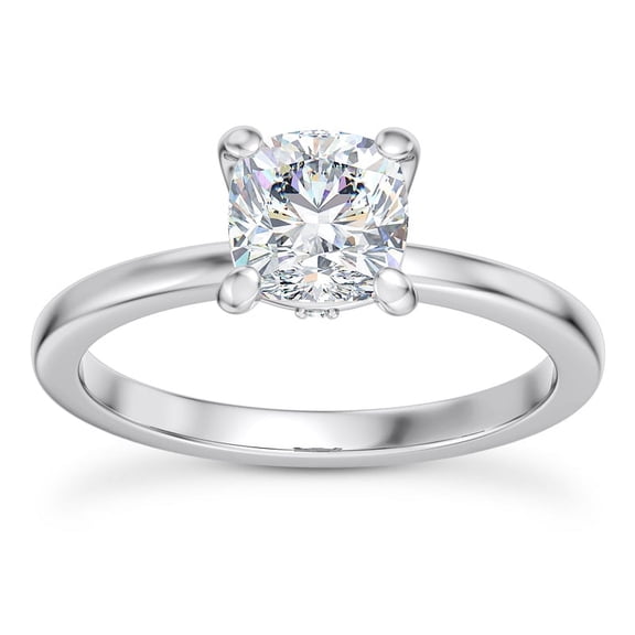 Silvago Jewelry 2.02 Ct Cushion Cut Engagement Moissanite Ring - Lab Moissanite - 14K White Gold Plated - Hidden Halo Design - A Ring to Cherish Forever