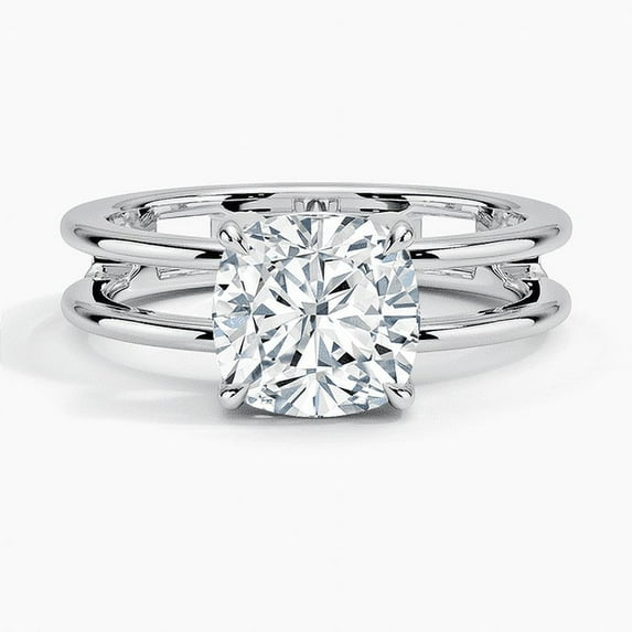 Silvago Jewelry 2.02 Ct Cushion Cut Moissanite Ring - 14K White Gold Plated Prong Setting Jewelry for Her - Ideal Anniversary, Wedding & Special Mom Gift
