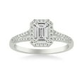 thumbnail image 1 of Silvago Jewelry 2.02 Ct Emerald Cut Engagement Ring - Lab Moissanite - 14K White Gold Plated - Split Shank and Halo Setting - Celebrate Your Bond, 1 of 3