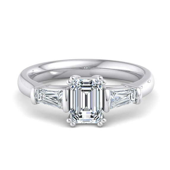Silvago Jewelry 2.02 Ct Emerald Cut Moissanite Ring - 14K White Gold Plated Engagement Band - Classic Solitaire Jewelry for Special Moments