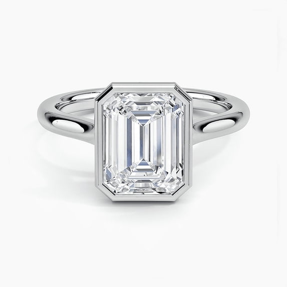 Silvago Jewelry 2.08 Ct Emerald Cut Excellent Moissanite Rings - 14K White Gold Plated Rings - Charming One Stone Engagement Wedding Rings - Engagement Moissanite Ring for Her - Great for Parties