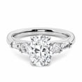 thumbnail image 1 of Silvago Jewelry 2.13 Ct Oval Moissanite Ring - 14K White Gold Plated Finish - Three Stone Design with Side Baguettes - Elegant Engagement Gift - Anniversary Option, 1 of 3