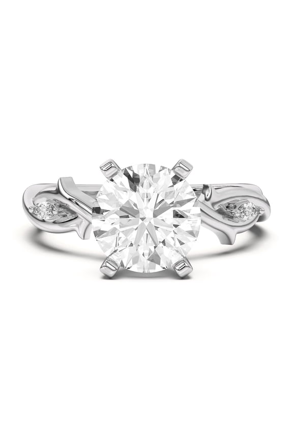 ry 2.13 Ct Round Cut Moissanite Ring - Three Stone Engagement Style - Infinity Band - 14K White Gold Plated Jewelry