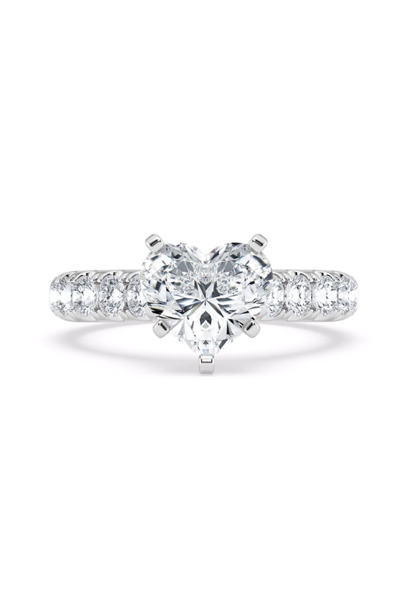 ry 2.34 Ct Heart Cut Moissanite Engagement Ring - Unique Hidden Halo with Prong Accent - Crafted in 14K White Gold Plated - Perfect for Romantic Occasions
