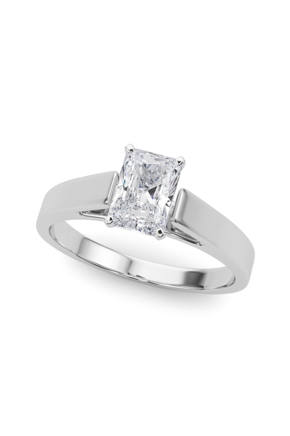 ry 2.34 Ct Radiant Cut Moissanite Solitaire Ring for Engagement - Single Center Stone on Sleek 14K White Gold Plated Band for Timeless Style