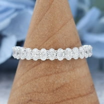 Silvago Jewelry 2.53 Ct Oval Cut Moissanite - 14K White Gold Plated Wedding Rings - Eternity Engagement Wedding Bands for Her - Party Wear Moissanite Bands for Women's Matching Band