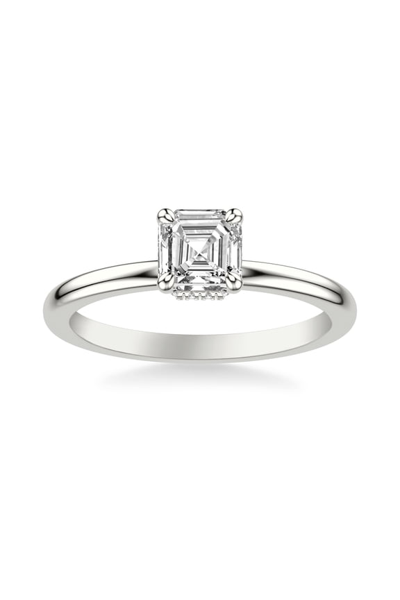 ry Asscher Cut 1.81 Ct Moissanite Ring - Hidden Halo Engagement Band - 14K White Gold Plated Ring - Jewelry Gift for Her