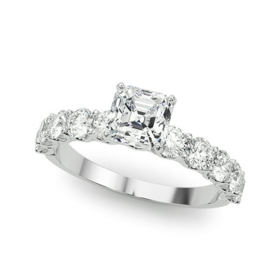 Silvago Jewelry Asscher Cut 2.13 Ct Lab Moissanite Ring - 14K White Gold Plated - Elegant Women's Bridal Engagement Band - Anniversary or Proposal Jewelry