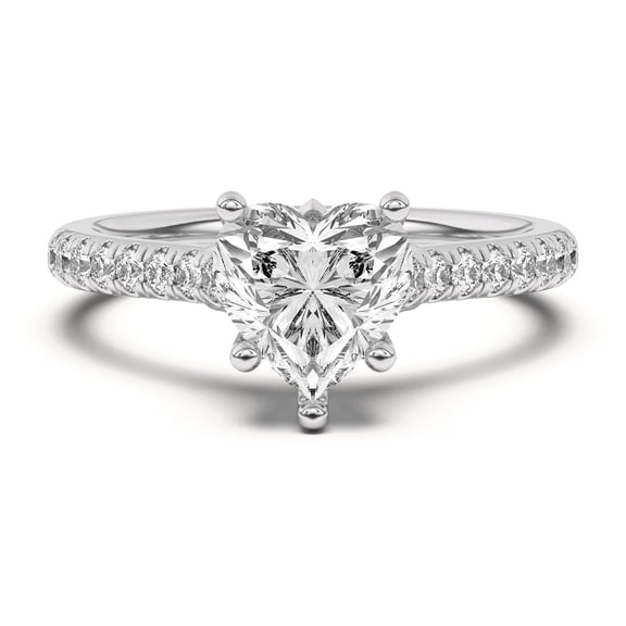 Silvago Jewelry Heart Cut 1.7 Ct Moissanite Ring for Women - 14K White Gold Plated Engagement Jewelry - Elegant Proposal Ring for Her - Graduation Gift Pick