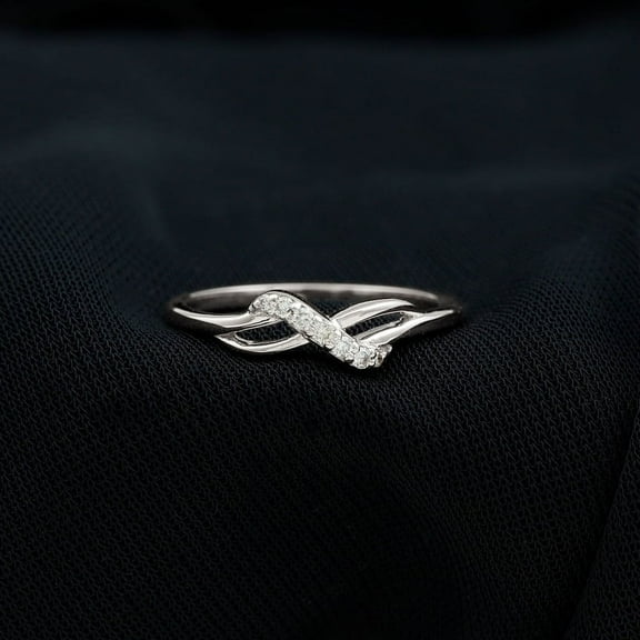 Silvago Jewelry Infinity Cross Over Shank Engagement Ring - Round Cut 1.36 Ct Moissanite Ring - 14K White Gold Plated Wedding Anniversary Ring - Promise Wedding Ring - Causal Daily Wear Ring