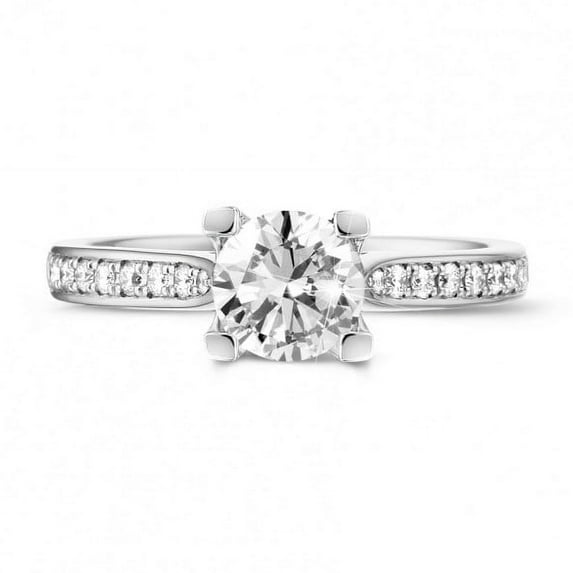 Silvago Jewelry Moissanite Round Cut 1.49 Ct Engagement Ring - 14K White Gold Plated Moissanite Ring for Women - Unique Proposal Jewelry - Wedding Gift