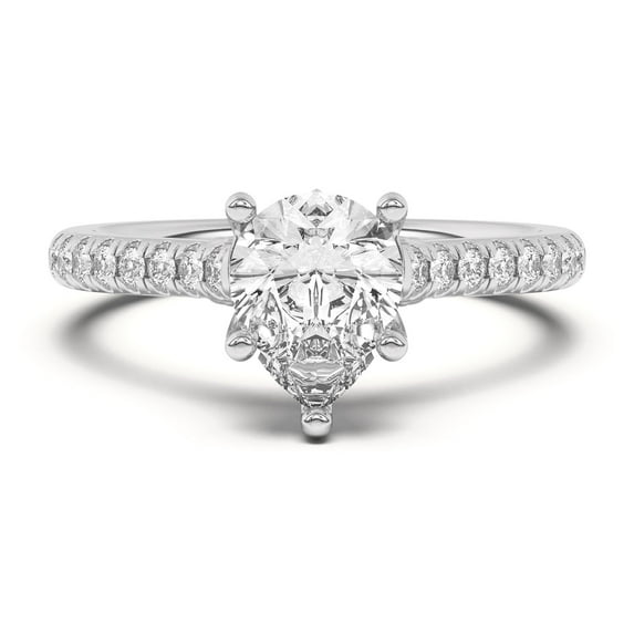 Silvago Jewelry Pear Cut 1.49 Ct Moissanite Bridal Ring for Women - Moissanite Jewelry in 14K White Gold Plated - Gorgeous Wedding Engagement Ring - Ideal 23rd Year Gift