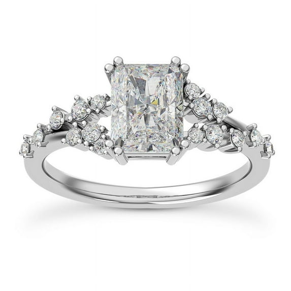 Silvago Jewelry Radiant Cut 2.02 Ct Moissanite Engagement Ring - Moissanite - 14K White Gold Plated - Rising Split Shank Style - Wedding Band for Her - Birthday Gift