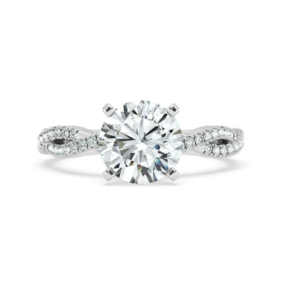 Silvago Jewelry Round Cut 1.28 Ct Moissanite Solitaire Ring - Infinity Crossover Shank Engagement Ring - 14K White Gold Plated Jewelry
