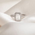 thumbnail image 1 of Silvago Jewelry Stamped 14K White Gold Plated Wedding Anniversary Ring Women's - Emerald Cut 2.82 Ct Moissanite Halo Wedding Ring - Wedding Anniversary Gifts for Wedding Gift, 1 of 6
