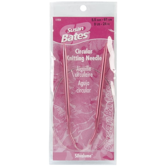 Silvalume Circular Knitting Needles 24"-Size 9/5.5mm, Pk 3, Susan Bates