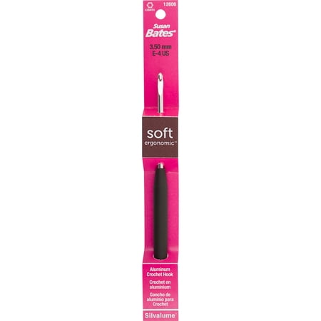 Silvalume Soft Handle Aluminum Crochet Hook 5.5"-Size E4/3.5mm