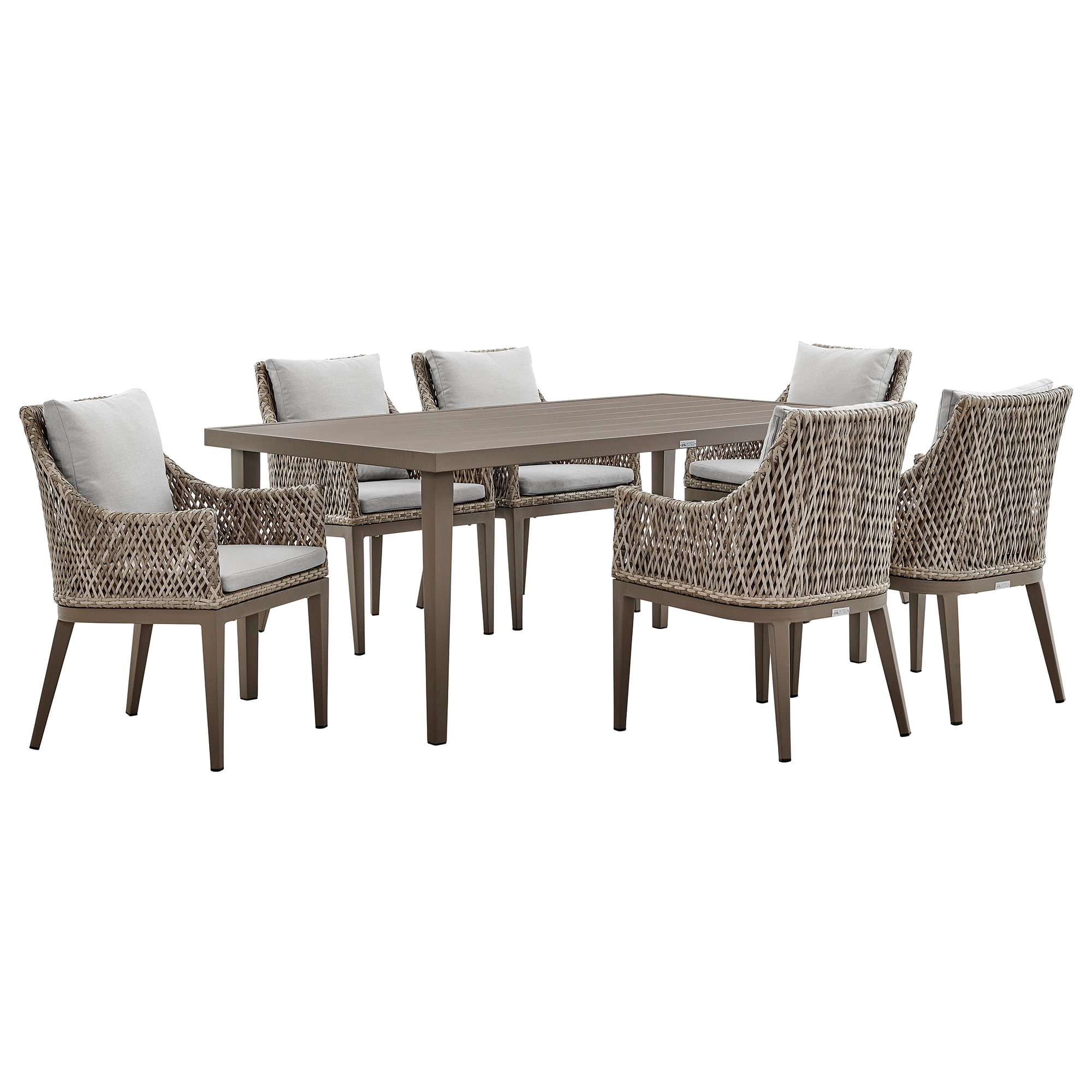 Silvana Gray Aluminum and Wicker 6-Person Outdoor Dining Set