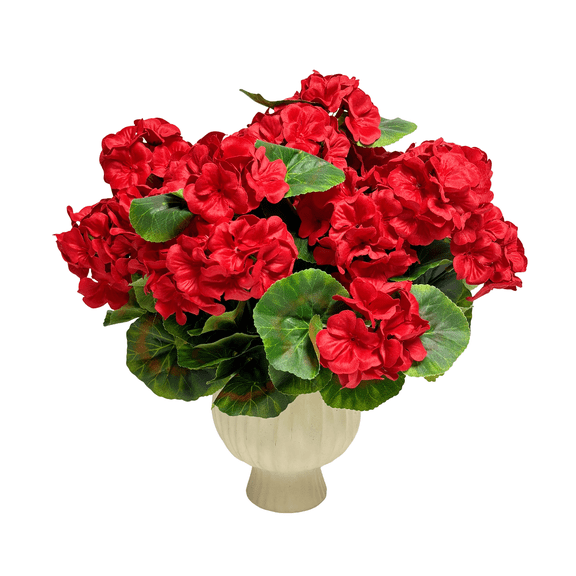 Silvanest 6 Bundles Artificial Red Geranium Flowers for Outdoors, UV Resistant Faux Silk Plants, Realistic Fake Geranium Bushes for Porch, Patio, Garden, Balcony & Home Decor