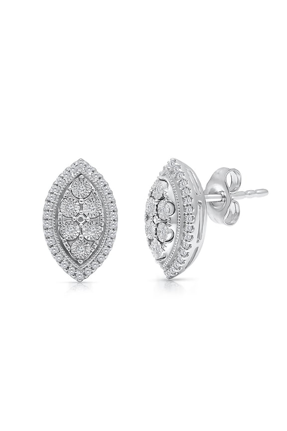 Silver 1/4cttw 925 Marquise Earrings