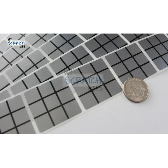 My Scratch Offs 1.50" Silver Square Grid Scratch-off Sticker Labels, 100 Count