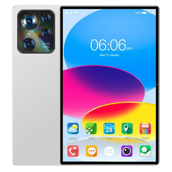 Silver 10.1 Inch Android Tablet Face Recognition Expand Card Sim Call 10000Mah