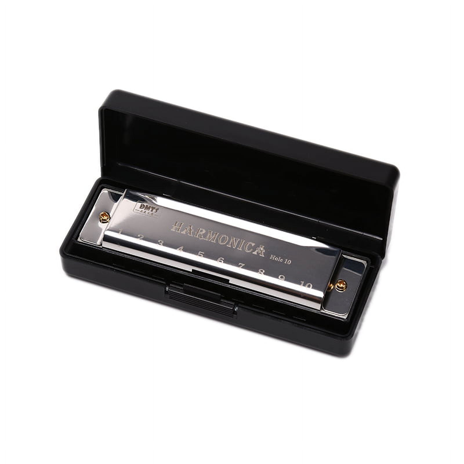 (Silver) 10 Hole Harmonica Mouth Organ Puzzle Musical Instrument