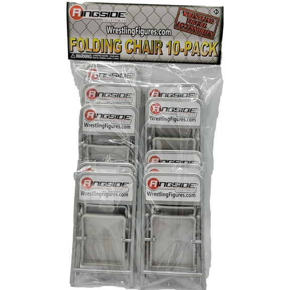 (Silver) 10-Pack of Folding Chairs - Ringside Exclusive Ringside Collectibles Wrestling Action Figure Accessories