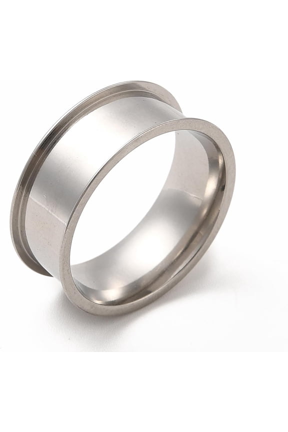 Silver 10 Pcs Pad Ring Settings 201 Stainless Steel Grooved Finger Ring Settings Core Blank Stackable Rings Trendy Rings for Layering on Thumb and Knuckle Inner Diameter: 18mm Groove: 7mm