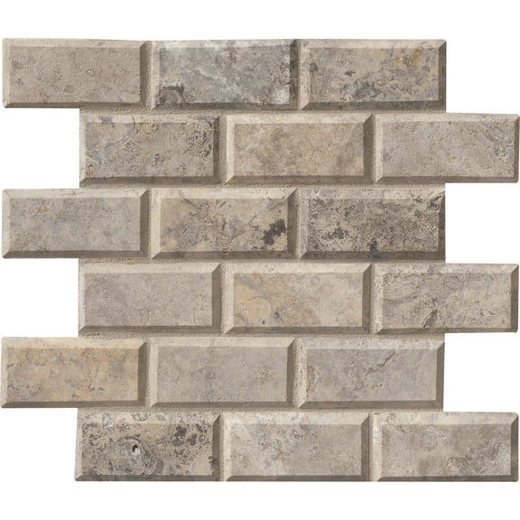 Silver 12 in. x 12 in. x 10 mm Honed Travertine Mesh-Mounted Mosaic Wall Tile (10 sq. ft. / case)
