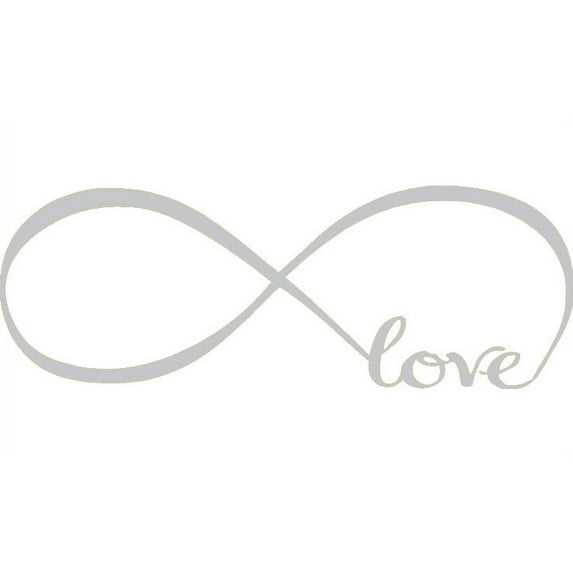 Silver 12" x 33" Infinity Symbol Word Love Vinyl Art Decal