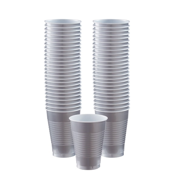 Silver 12oz. Plastic Cup (50 Pack) - Party Supplies