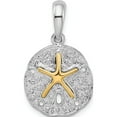 thumbnail image 1 of Silver/14K Two-Tone Sterling Silver Textured Sand Dollar W/14K Starfish Pendant(Length 24.61) - Jbsp, 1 of 5