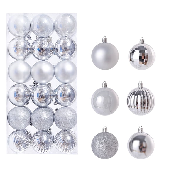 Silver 2.36" Small Christmas Balls Christmas Tree Decoration Ornaments Shatterproof Hanging Balls for Birthday Halloween Holiday Wedding Decorations Set of 36pcs