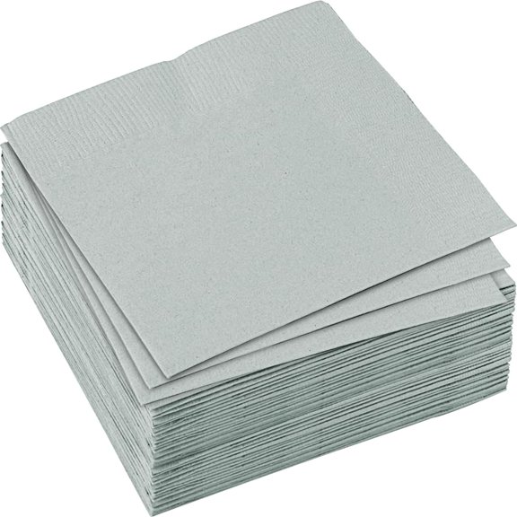 Silver 2-Ply Beverage Napkins