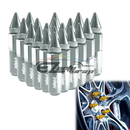 Silver 20 PCS M12X1.50 Lug Nuts Spiked Extended Tuner Aluminum Wheels Rims Cap Mi2KA