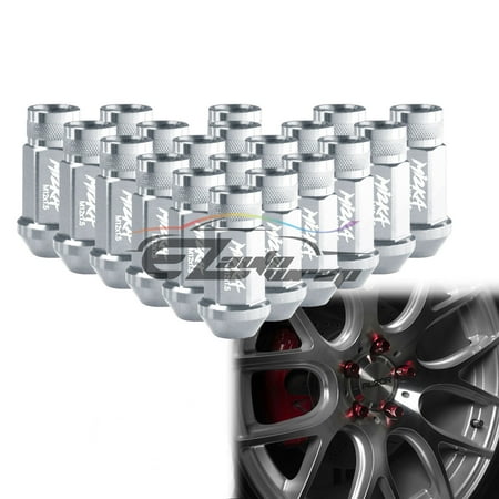 Silver 20 PCS M12X1.5mm Screw Lug Nuts Short Tuner Aluminum Wheels Rims Cap WN01 Mi2KA