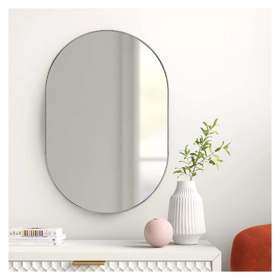 Silver 20 x 28 Inch Metal Oval Mirror
