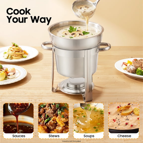Silver 201 Stainless Steel 7 Liter Soup Stove 24cm*34.5cm Buffet Insulation Pot