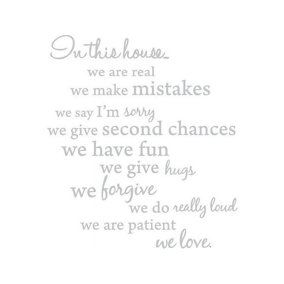 Silver 22" x 25" In this house, We are Real... Vinyl Wall Art Home Decor Decal Sticker