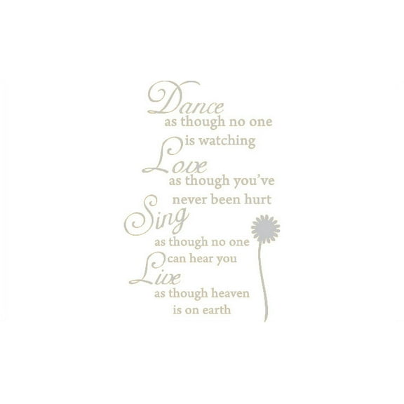 Silver 22" x 34" Dance Love Sing Live Wall Quotes Vinyl wall art Inspirational quotes and saying home decor decal sticker