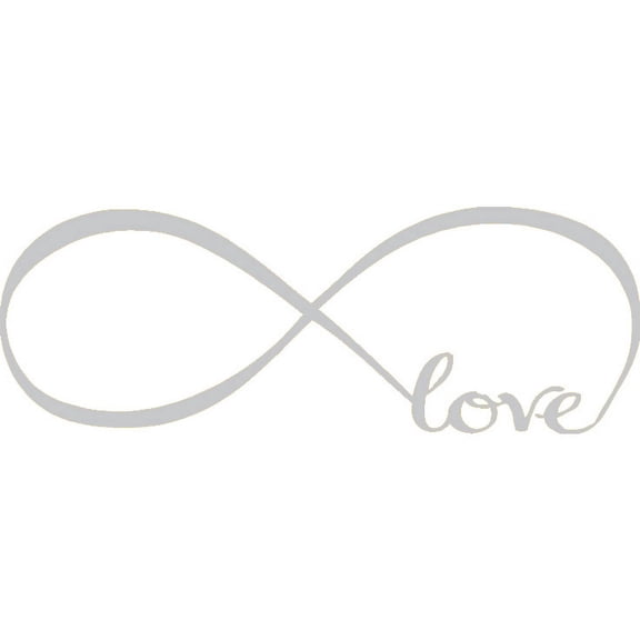 Picniva Infinity Symbol Love Wall Decal, Silver, 22 x 61 in, Romantic Home Decor, Removable