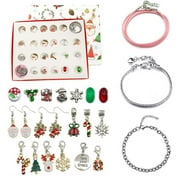 Silver 24 Day Countdown Advent Calendar Surprise DIY Creative Bracelet Jewelry