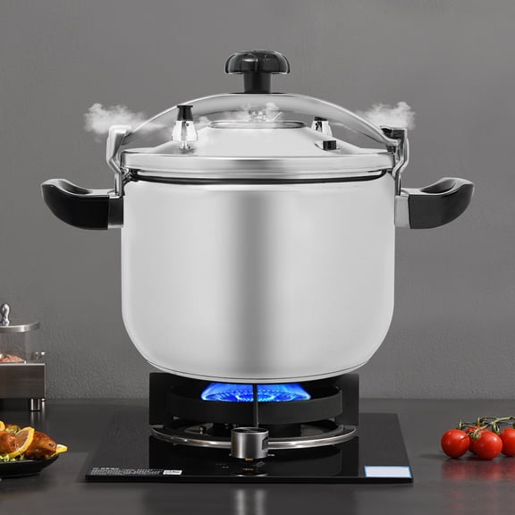 Silver 27.47Qt Commercial Pressure Cooker 201 Stainless Steel Rust Heat Resistant Large Capacity Cooking Pot