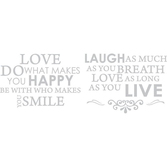 Picniva Love Do What Makes You Happy Quote Vinyl Wall Decal, Silver, 27 x 38 in, Romantic Home Decor