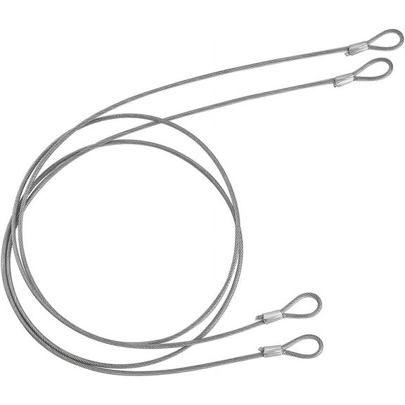 Silver 2Pcs 4.7 Feet Security Safety Cable Luggage Lock 4mm(1/6th Inch) Stainless Steel Bike Cable Wire Rope Double Loop Lightweight Security Chains for Outdoor Gate Luggage Lock Padlock
