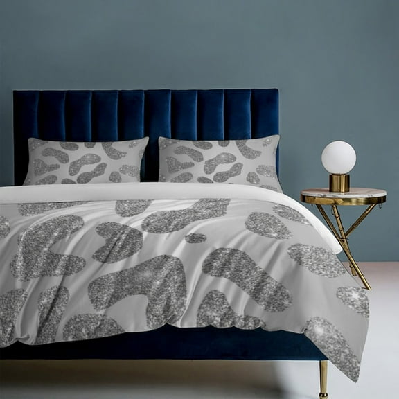 Silver 3-Piece Bedding Set, Luxuriously Soft Bedding with Matching Pillow Shams, Comforter Set Twin Size for Casual Home Decor